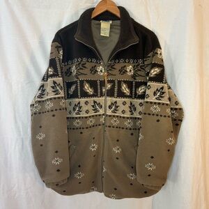 VTG Northern Reflections Fleece Zip-up Jacket with Waist Drawstring. Medium